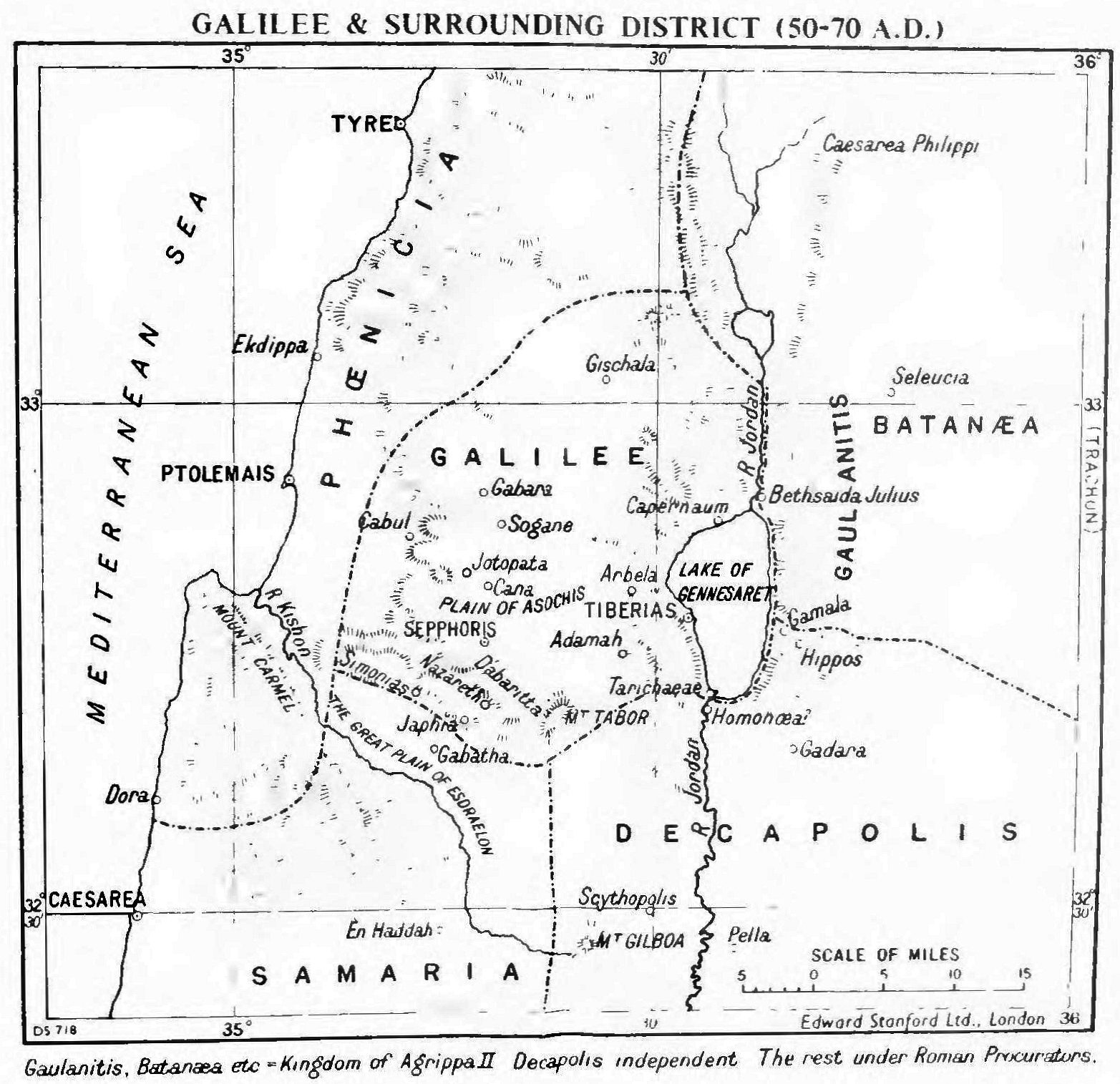 Map of lower Galilee in the Roman period, showing Nazareth and Sepphoris