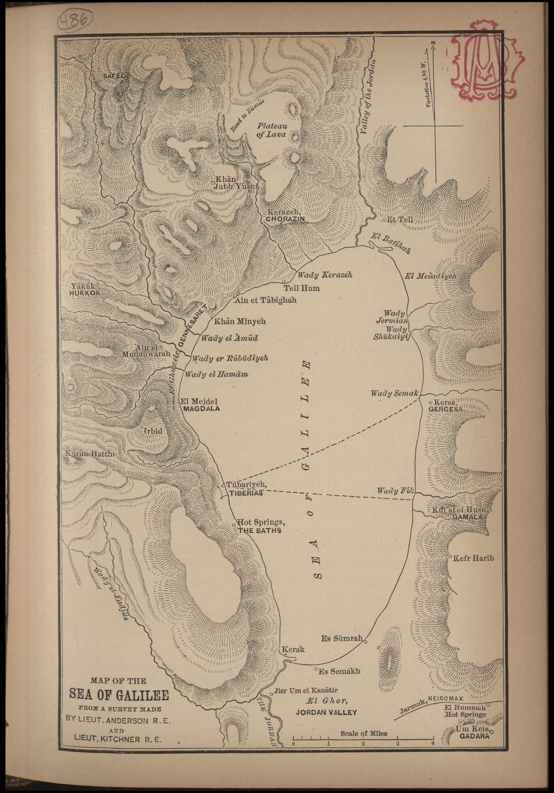 Survey map of the Sea of Galilee and its lakeside villages