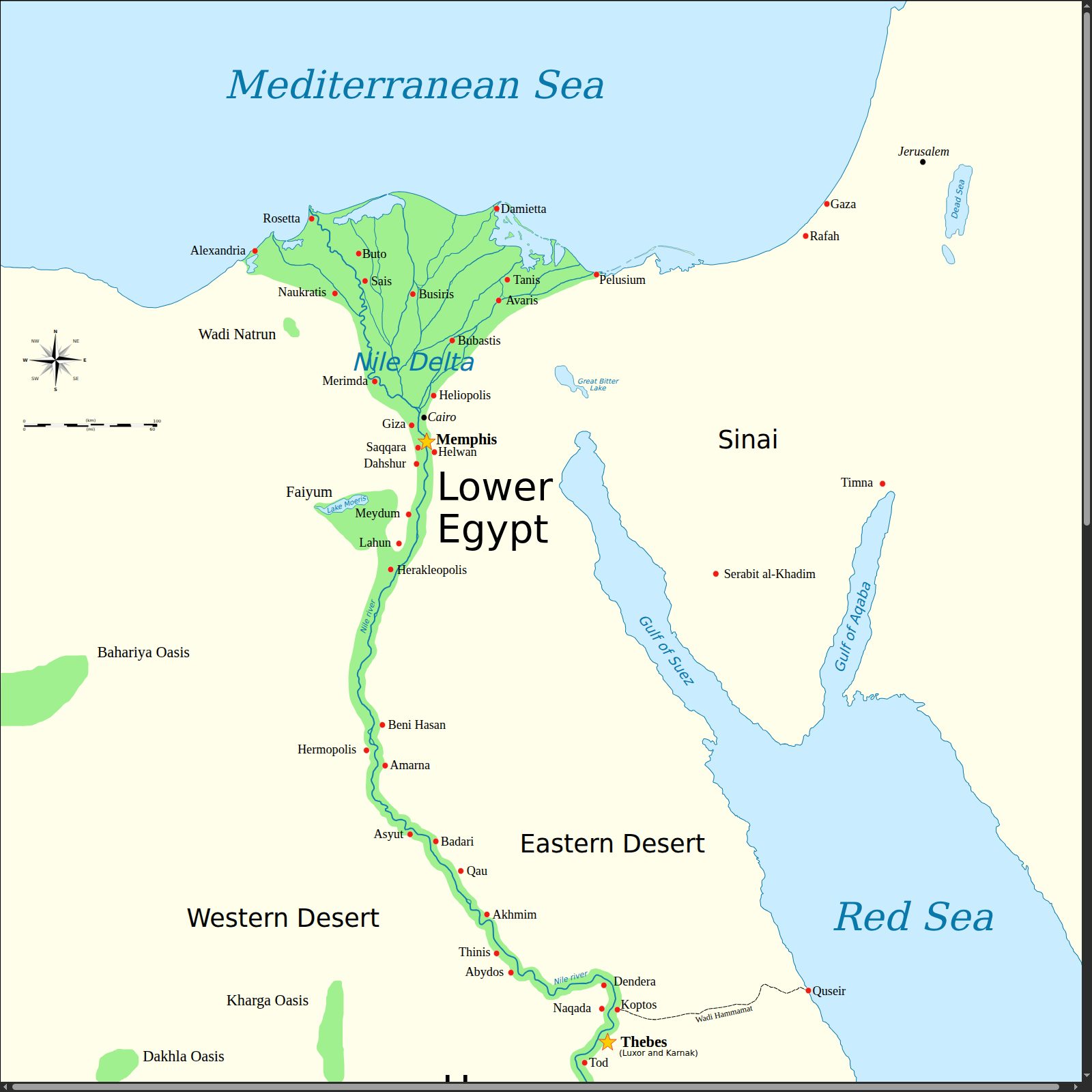 Map of Ancient Egypt from the Nile Delta to the fifth cataract, with Avaris marked in the eastern Delta.