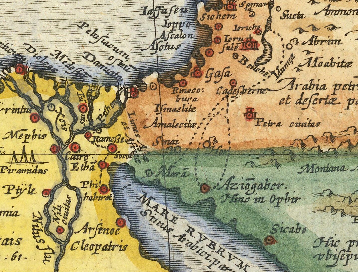 Abraham Ortelius's 1624 map of the Exodus route.