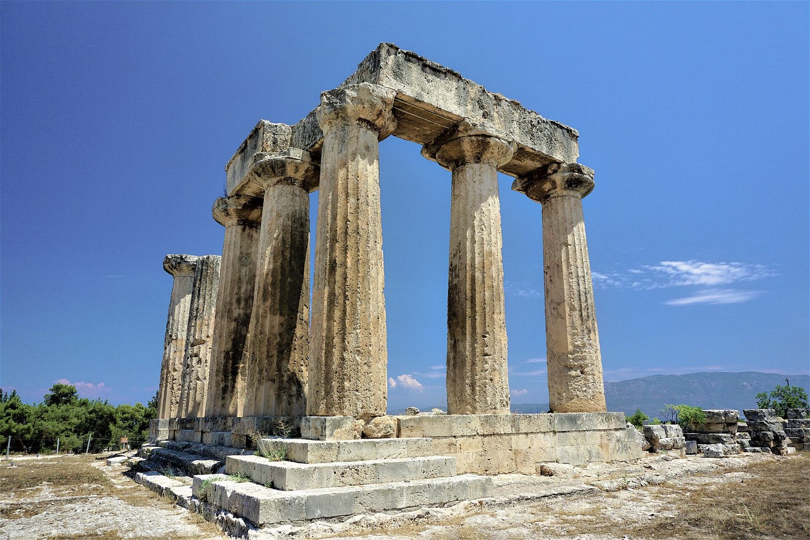 Standing columns of the Archaic Temple of Apollo at ancient Corinth