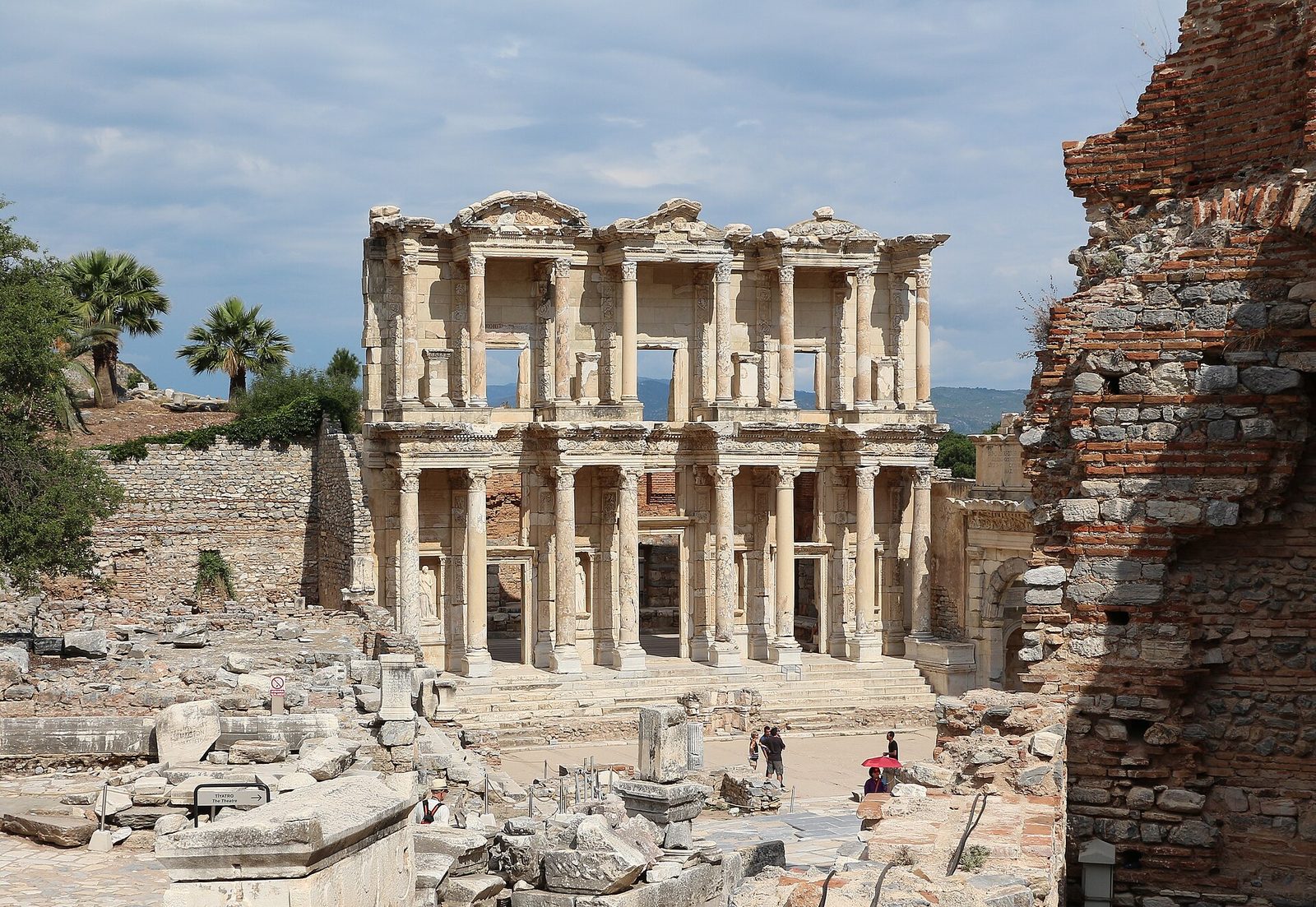 The ruined facade of the Library of Celsus at Ephesus